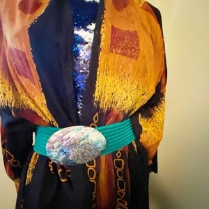 Vintage boho shell Charmant stretch belt green